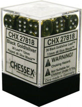 CHESSEX - Dados Leaf Black-Gold/Silver 12mm c/36 - Gamesmart